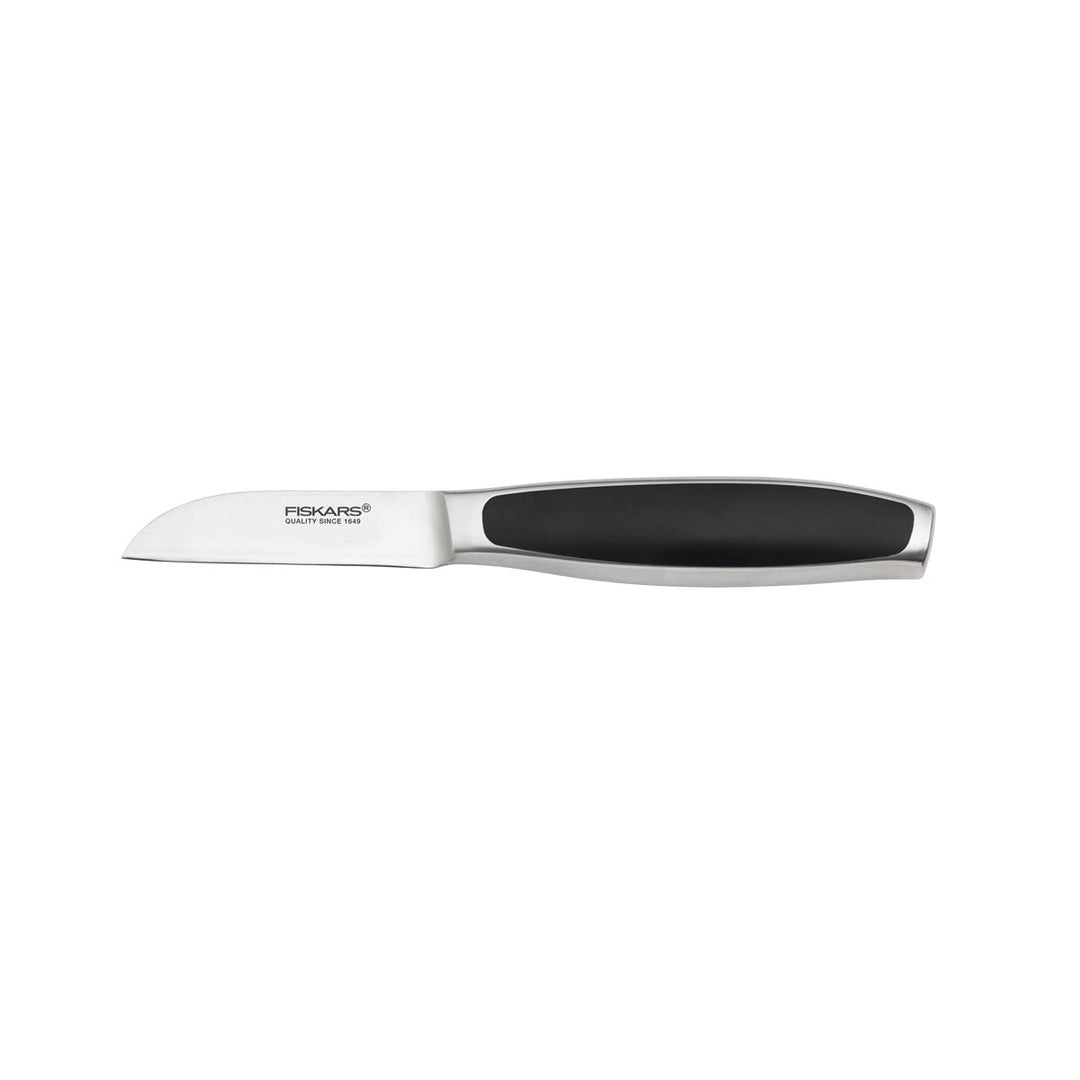 Fiskars Schälmesser, Gerade Klinge, Gesamtlänge: 18 cm, Qualitätsstahl/Kunststoff, Schwarz, Royal, 1