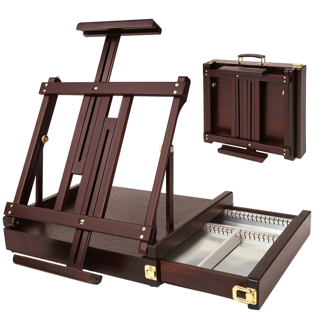 MEEDEN Studio Sketchbox Tisch Staffelei mit Metallfutter Schublade - Verstellbare Buchenholz Künstle