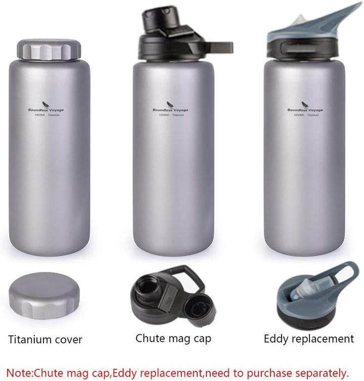 Boundless Voyage Titanbecher mit flachem Deckel Sportwasserflasche aus Titan 35,5 FL oz/1050 ml Ultr