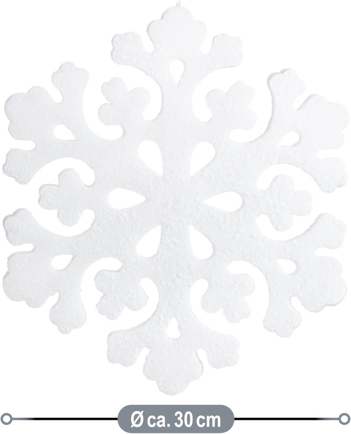 com-four® 3X Schneeflocke XL - Weihnachtsdeko Schneestern zum Anhängen - Anhänger für Weihnachten in