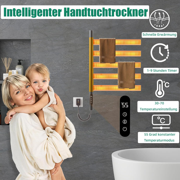 180° Drehung Handtuchheizkörper Elektrisch Handtuchwärmer Handtuchtrockner Elektrisch Badheizkörper