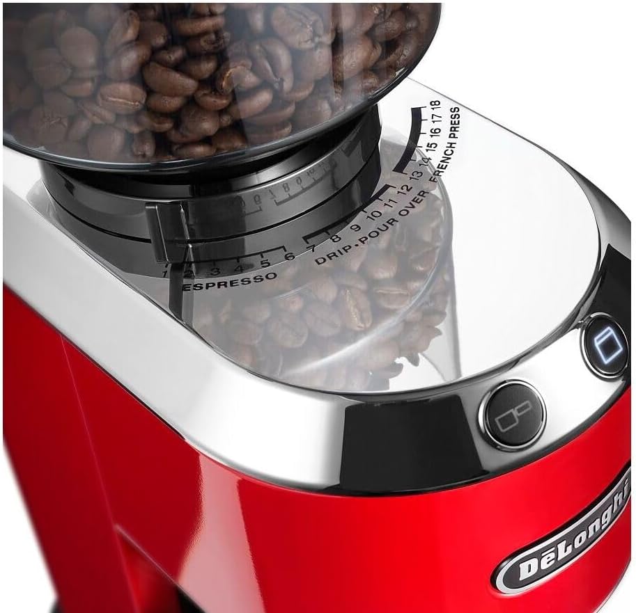 De'Longhi KG520.R Dedica Elektrische Kaffeemühle 18 Mahlgrade Kapazität 350g bis 14 Tassen