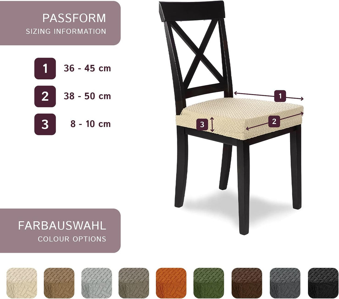SCHEFFLER-Home Stretch Stuhlbezug Luna/Creme Stuhlbezug 4er Set elastische Stuhlschoner/Sitzbezug Es