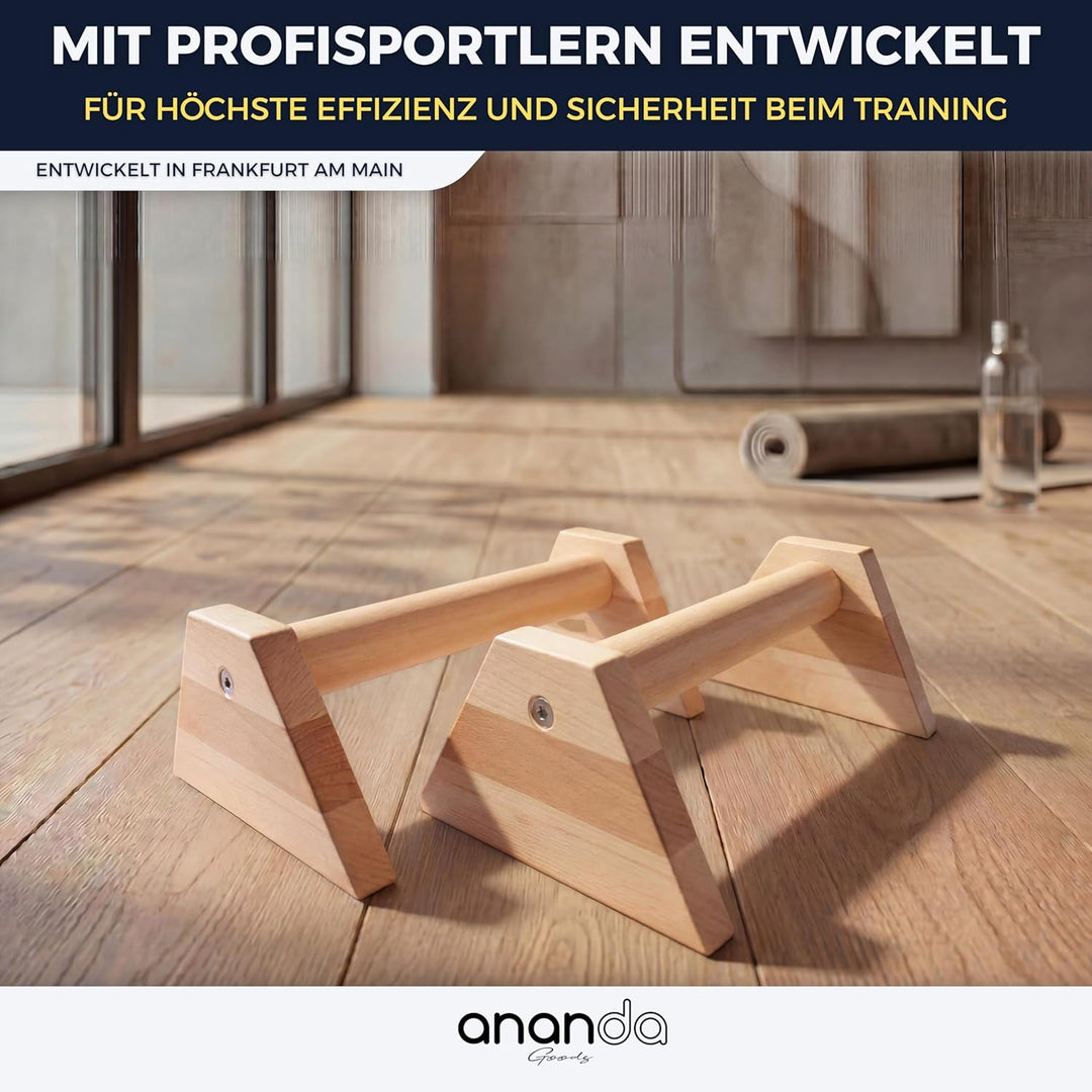 Liegestützgriffe aus Holz – XXL Parallettes Calisthenics Griffe & Push Up Bars, MADE IN GERMANY Hand