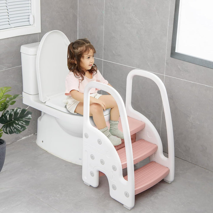 COSTWAY 3 stufiger Tritthocker für Kinder, Trittschemel höhenverstellbar mit Abnehmbarer Oberstufe &