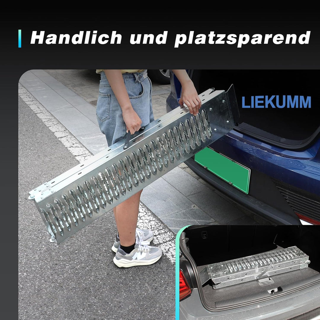 LIEKUMM 2X Auffahrrampe 440kg klappbar Laderampe, Stahl Verladerampe Laderampen für Anhänger Motorra