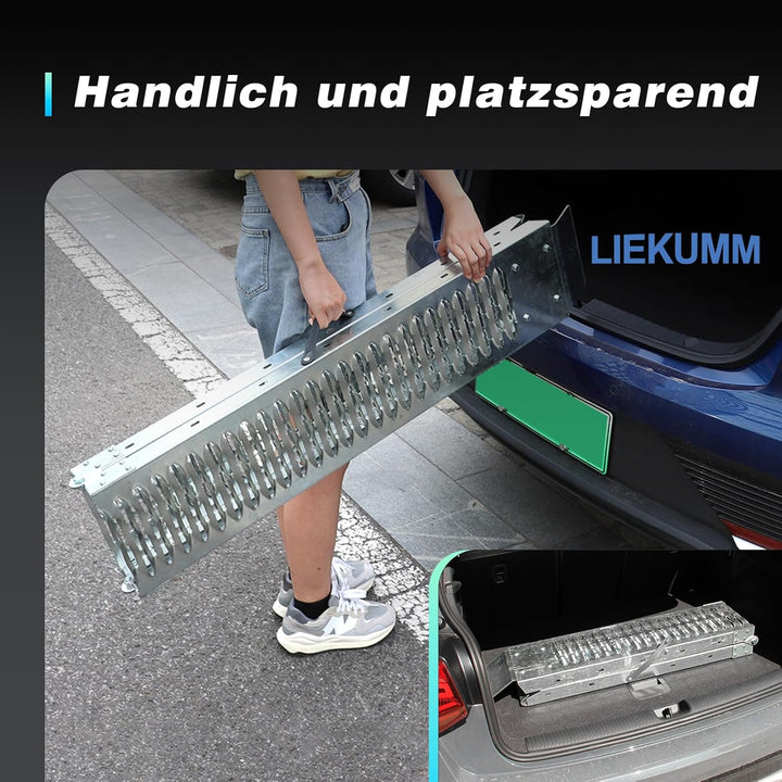 LIEKUMM 2X Auffahrrampe 440kg klappbar Laderampe, Stahl Verladerampe Laderampen für Anhänger Motorra