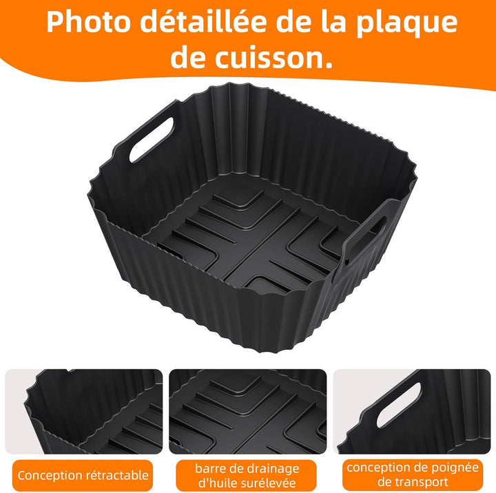 2 Stück Airfryer Silikonform für Philips Essential 4,1L (HD9252, HD9200, HD9255), Zubehör Wiederverw