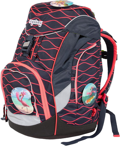 ergobag pack Set ergonomischer Schulrucksack, Set 6-teilig 20 Largo Wellenreitbär - Blau