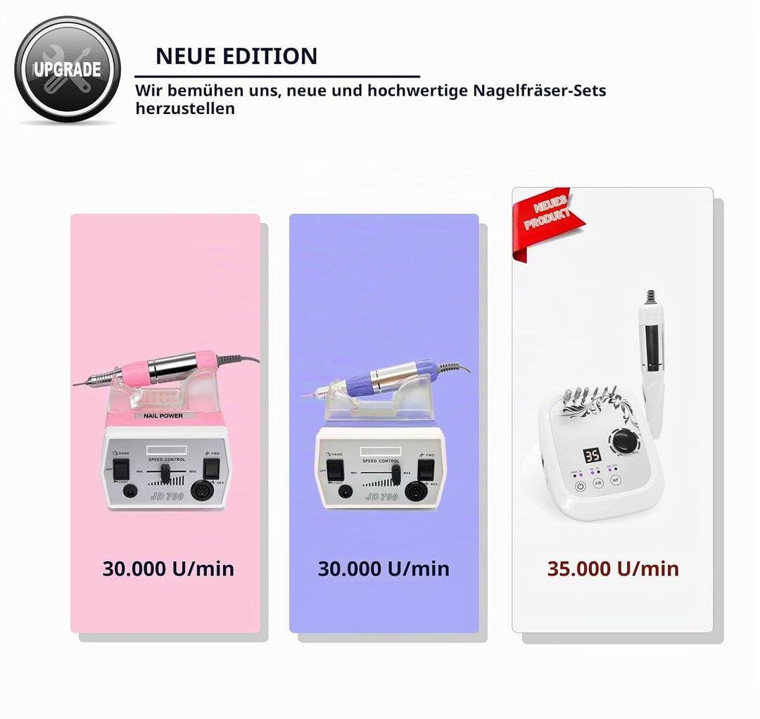 Véfaîî® JD700 Nagelfräser Elektrische 30000 U/min Professionelle Nagelfeile Maniküre Pediküre Set Ge
