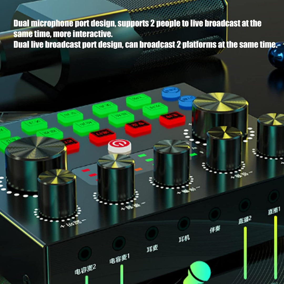 DJ-Mixer-Soundkarte, Multifunktionales Dual-Channel-Sound-Mixer-Kit, Live-Soundkarte, Professionelle