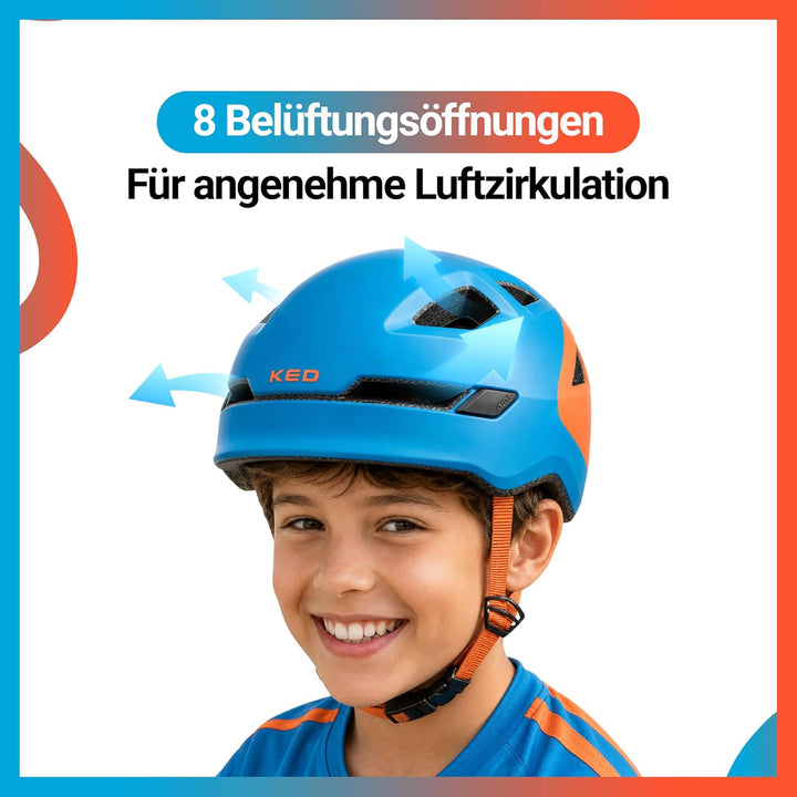 KED Unisex Jugend Pop Fahrradhelm M | 52-56cm Blau, M | 52-56cm Blau