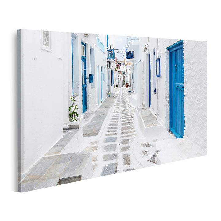 islandburner Bild auf Leinwand Mykonos Strassenansicht Griechenland Bilder Wandbilder Poster Leinwan