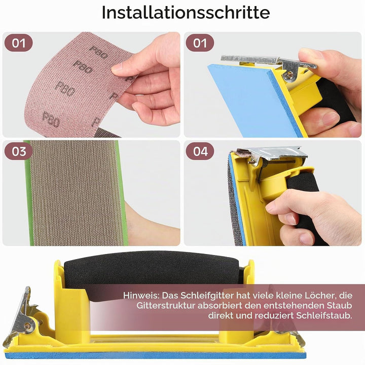 Netz Schleifstreifen 80 x 230mm，25 Stück Profi-Schleifgitter mit P80 Körnung, für Handschliff, Schwi