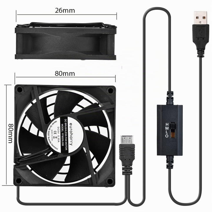 euroharry USB PC Ventilator (2Stk 80 x 80 x 25mm), 2Stk 80 x 80 x 25mm
