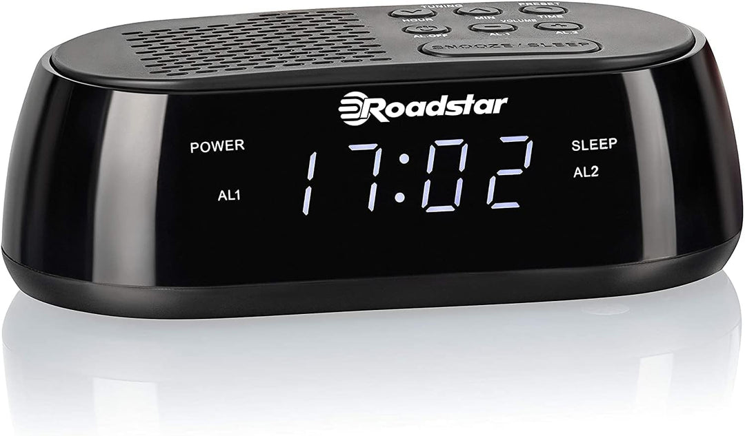 Roadstar CLR-2477 Radiowecker, Digitaler Radio PLL-FM, Zwei Weckzeiten und Schlaf Timer, USB-Anschlu