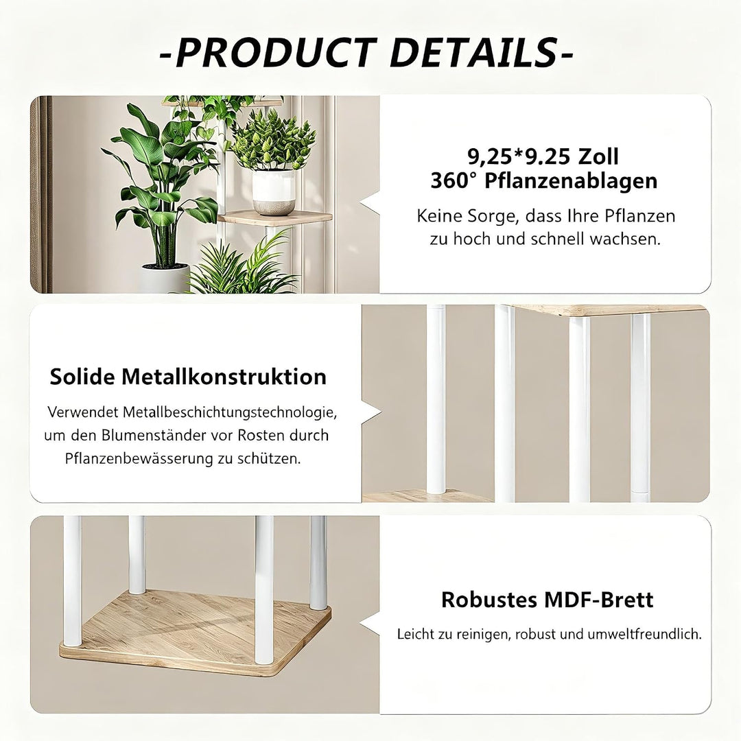 5-stufiges Pflanzenregal aus Metall für mehrere Pflanzen, hohe Eckblumenhalter für Terrasse, Garten,