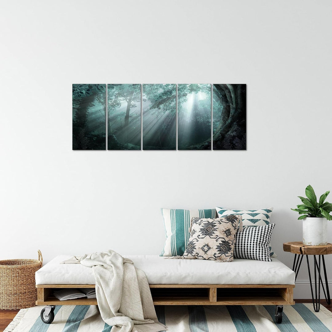 Runa Art Bild Wald Landschaft Wandbilder auf Vlies Leinwand 5 Teilig Wanddekoration Schlafzimmer Woh