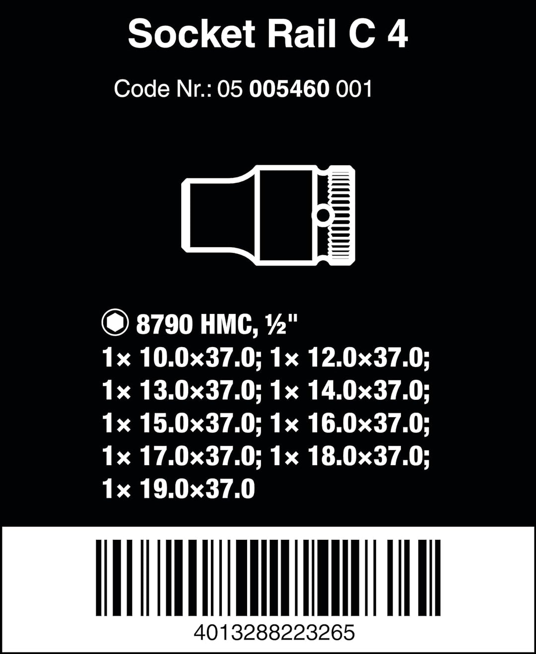 Wera 05005460001 Nuss-Magnetleiste C 4 Zyklop Steckschlüsseleinsatz-Satz, 1/2"-Antrieb, 9-teilig C 4