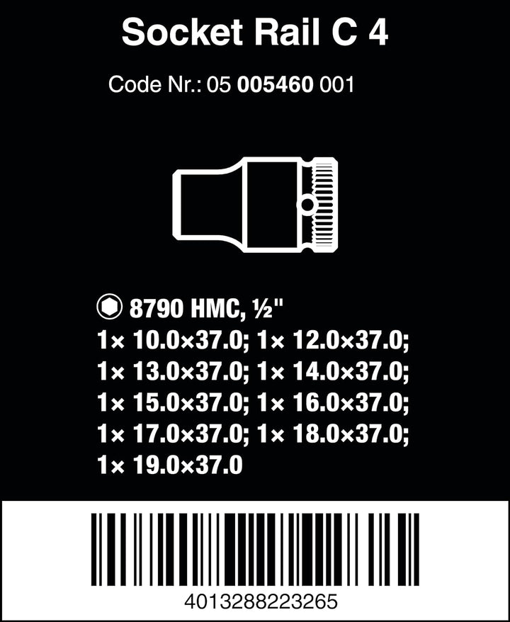 Wera 05005460001 Nuss-Magnetleiste C 4 Zyklop Steckschlüsseleinsatz-Satz, 1/2"-Antrieb, 9-teilig C 4