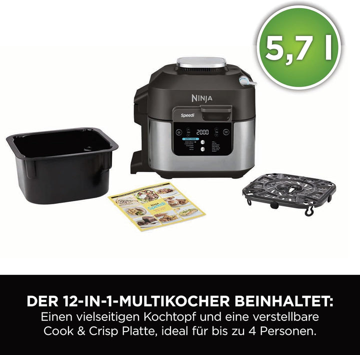 Ninja Speedi Multikocher, 5,7L, 12-in-1 Multicooker, Air fryer Heissluftfritteuse, Slow Cooker Langs