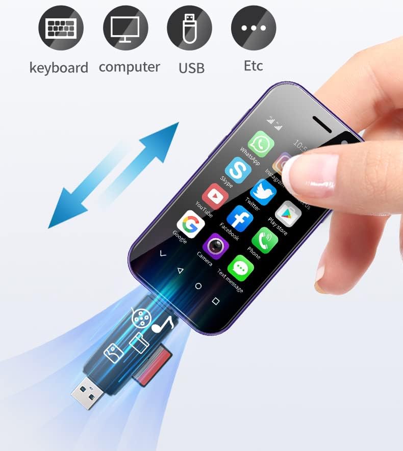 Hipipoo Mini Smartphone, 4G kleines Telefon 3.0 Zoll, Dual SIM Karten, 2600mAh Batterie, 2MP+5MP Dua