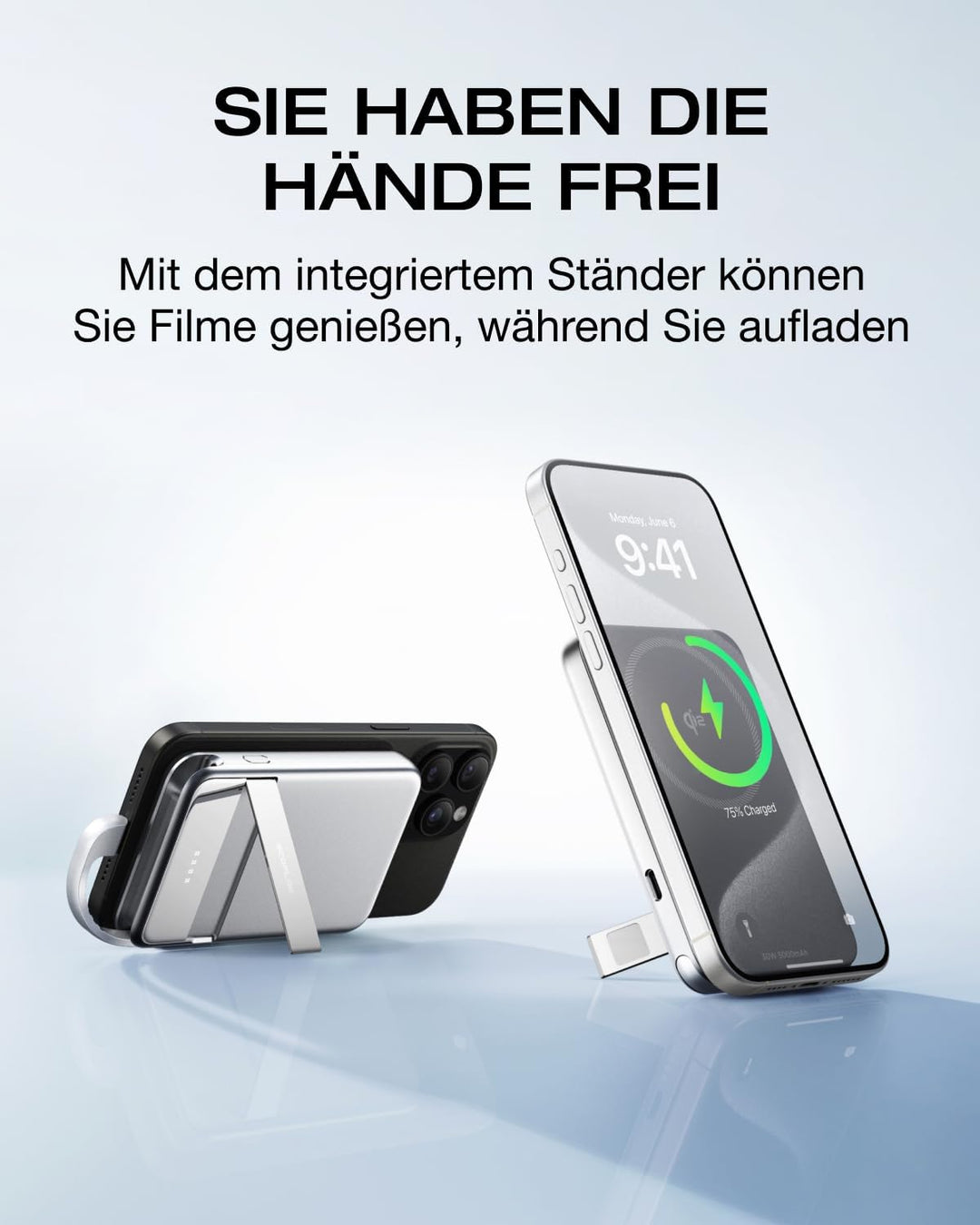 EF ECOFLOW Qi2 Magsafe Powerbank 5000mAh 30W mit USB-C-Kabel, Magnetische Power Bank Kabelloses Trag