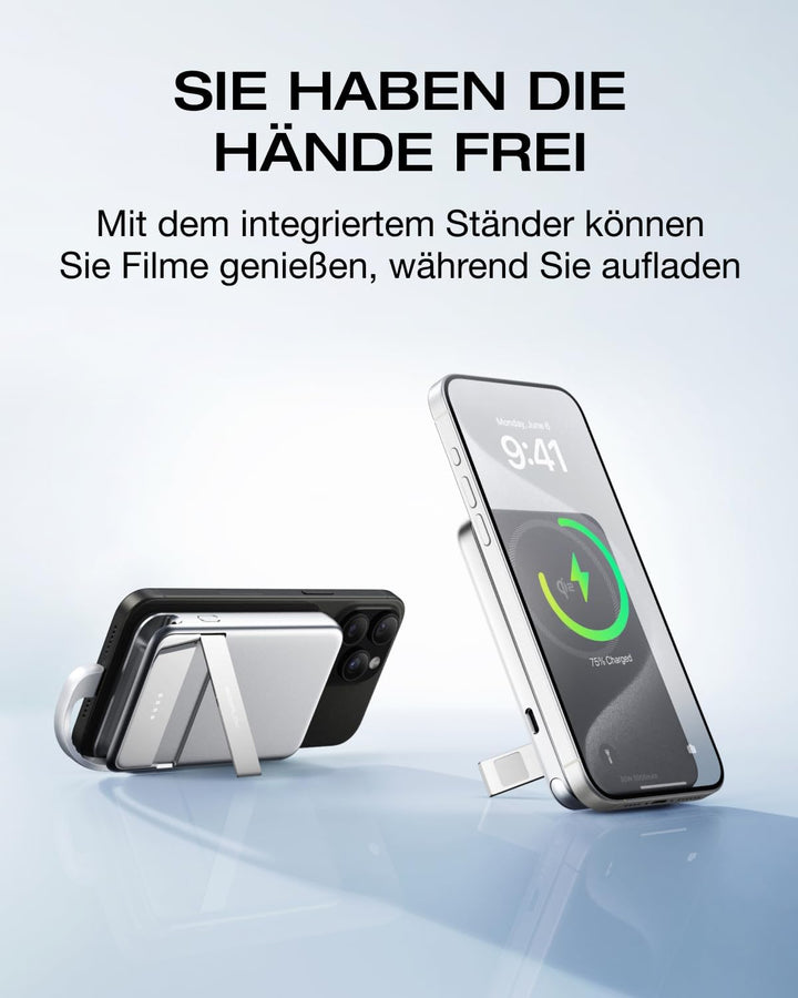 EF ECOFLOW Qi2 Magsafe Powerbank 5000mAh 30W mit USB-C-Kabel, Magnetische Power Bank Kabelloses Trag