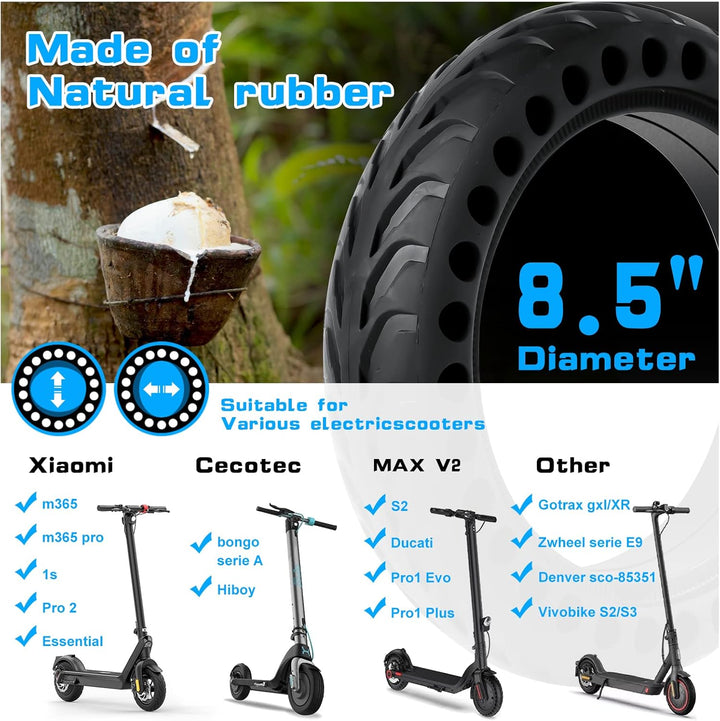 Ainiv Scooter Reifen, 2 Stück 8.5 Zoll für Xiaomi M365 Solid Tires, Elektro-Scooter Vorder und Hinte