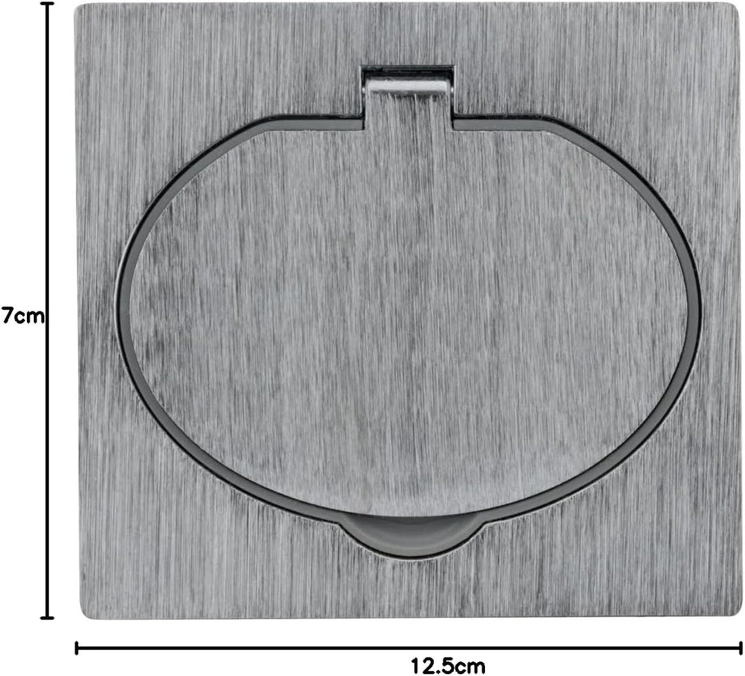 Schuko Bodensteckdose 16 A, gebürstetes Aluminium-Finish, IP44 mit Installationsbox