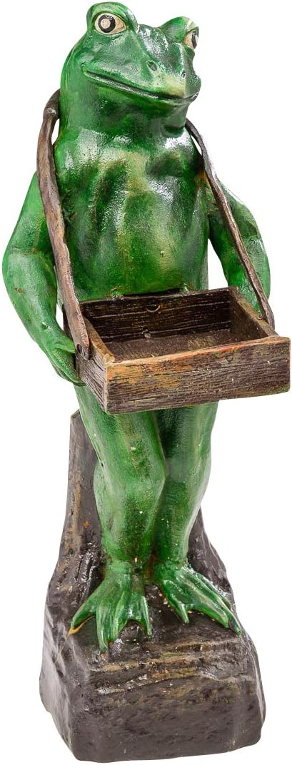 aubaho Figur Frosch Gartenfigur Kundenstopper Ständer Visitenkarten Skulptur Gusseisen