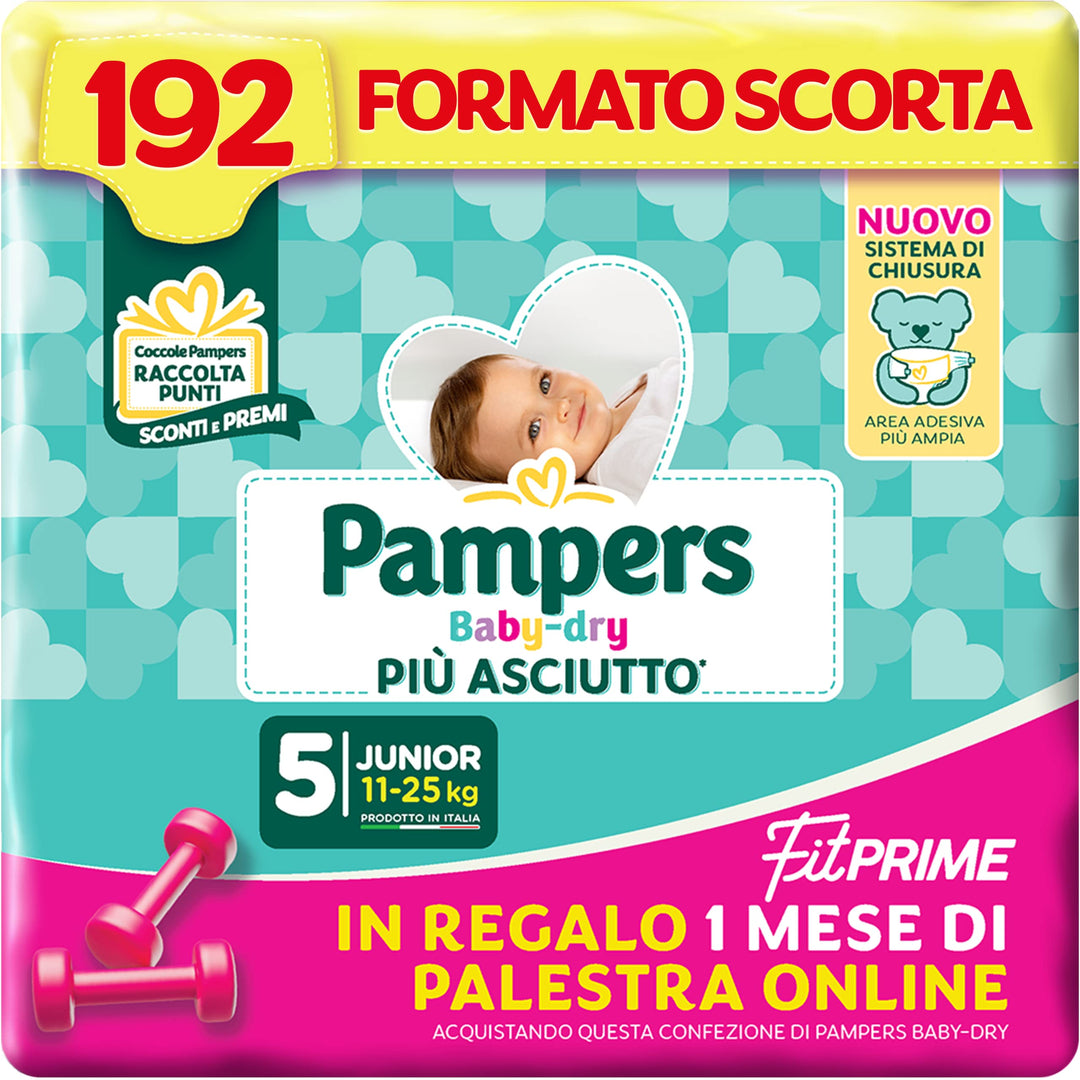 Pampers Baby Dry Fit Prime Junior, 192 Windeln, Grösse 5 (11-25 kg), 192 Windeln, Grösse 5 (11-25 kg