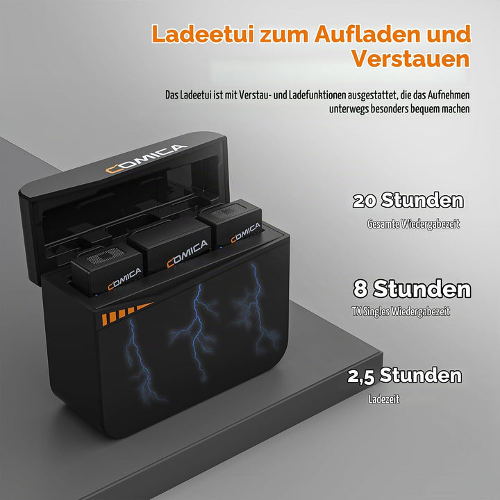 COMICA Vimo C3 Lavalier Mikrofon Wireless, Funkmikrofon mit Geräuschunterdrückung, Überwachung, Stum