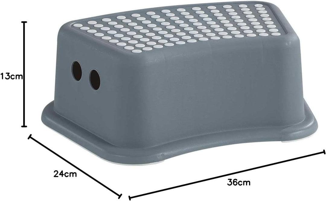 Tritthocker Fusshocker | Kunststoff | Grau | B 36 cm x H 13 cm x T 24 cm