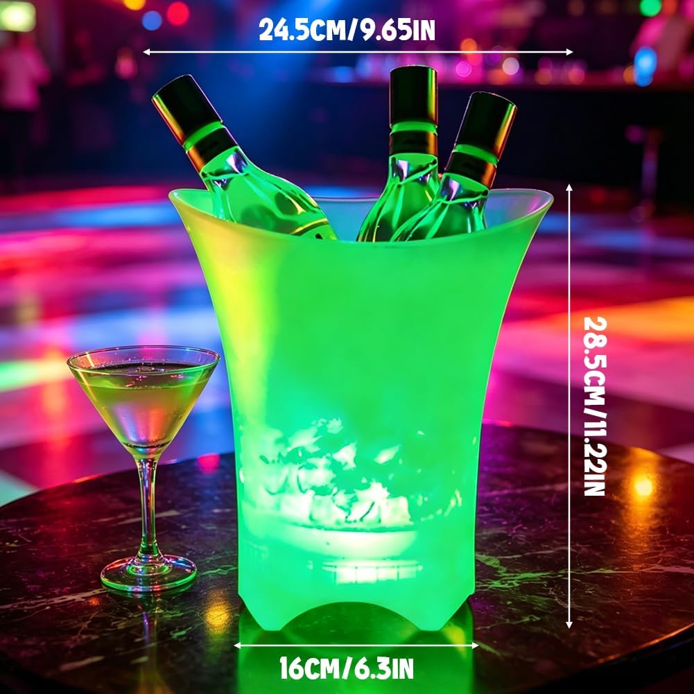 DASIAUTOEM LED Eiskübel 5L, Multicolor LED Sektkübel, Eisbehälter mit Farbverlauf Lautsprecher, Cham