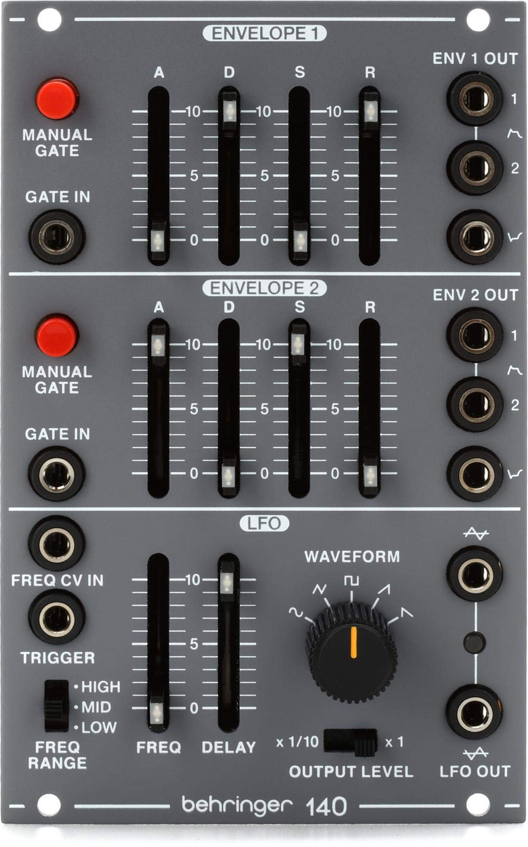 Bherinnger 140 DUAL ENVELOPE/LFO Legendäres analoges Dual Envelope/LFO Modul für Eurorack, 140 DUAL