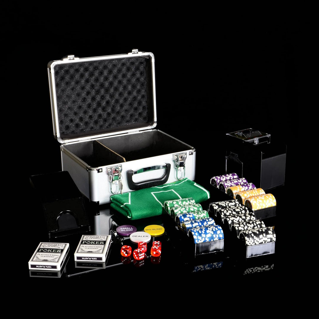 Pokerkoffer Deluxe Pokerset mit 300 Ocean Champion Chips mit viel Zubehör Kartenmischer Kunststoffka