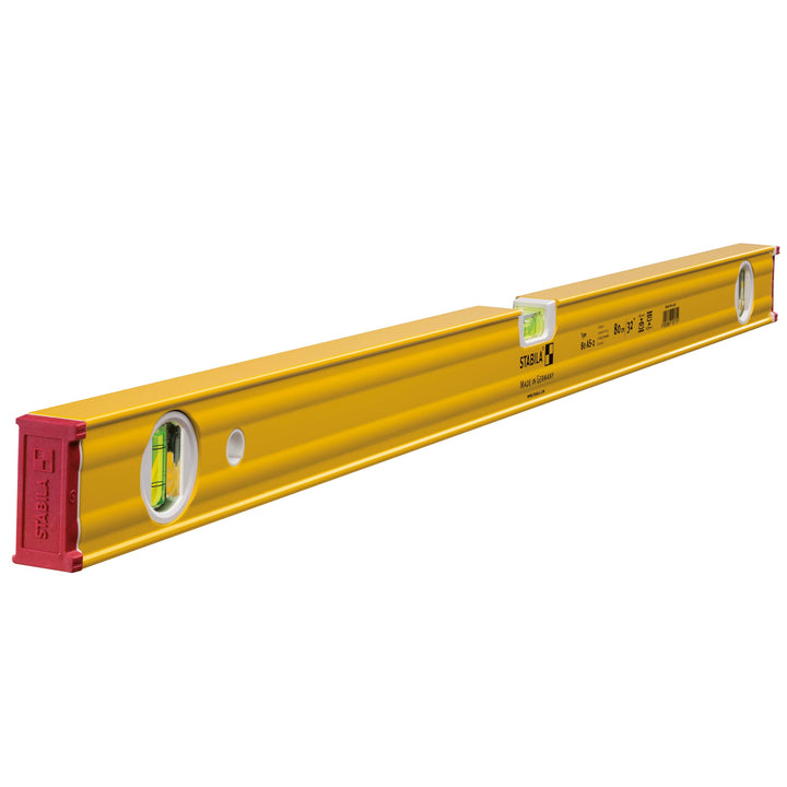 STABILA Wasserwaage Type 80 AS-2, 80 cm, verstärktes Alu-Profil, 1 Horizontal-Libelle, 2 Vertikal-Li