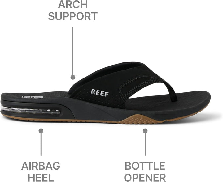 Reef Herren Fanning Flipflop 36 EU Schwarz Black Silver Bls, 36 EU Schwarz Black Silver Bls