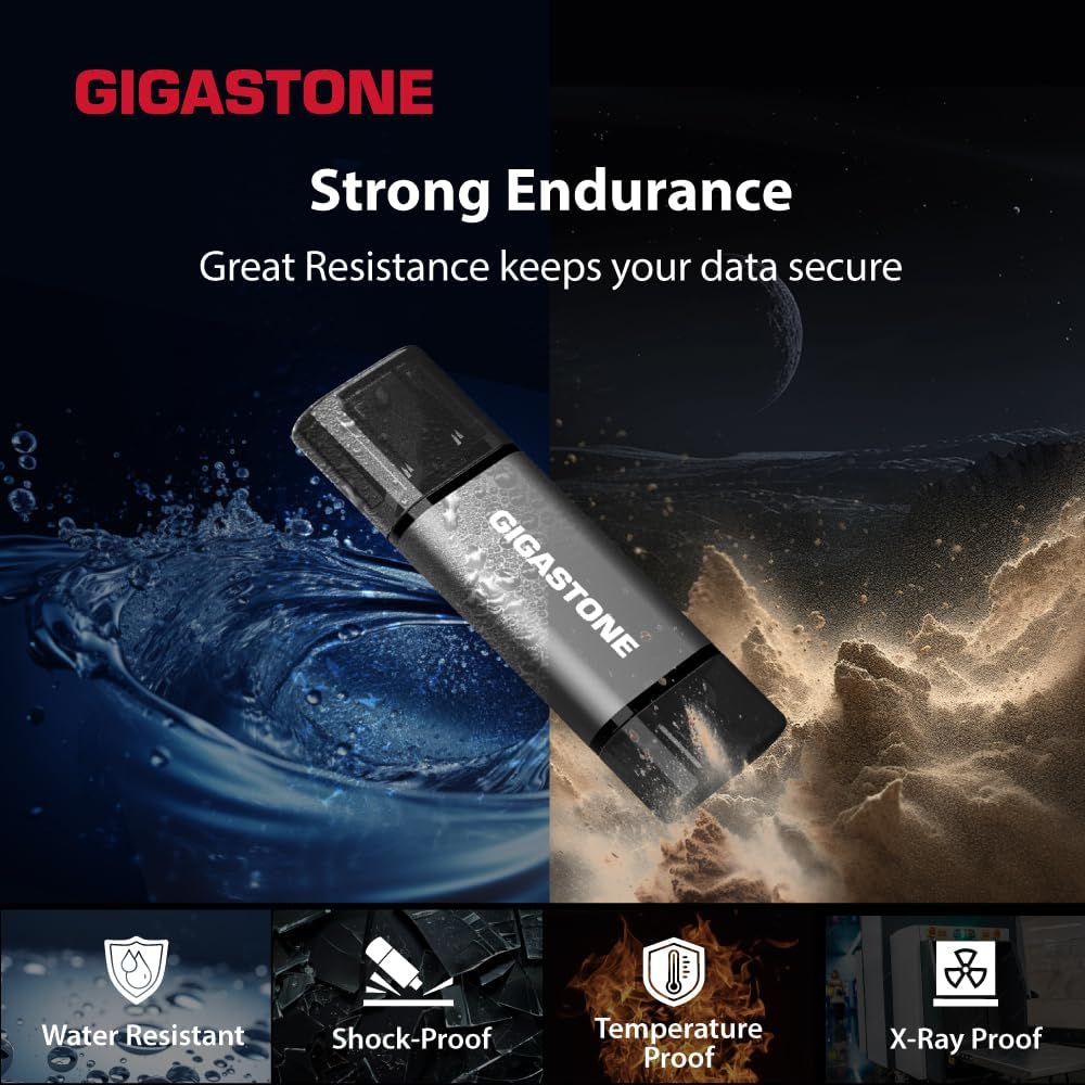 GIGASTONE 128GB Dual-Laufwerk (2 Stück) Z40 USB 3.2 Gen 1, 2-in-1 Type-A & Type-C, 100MB/s UltraSchn