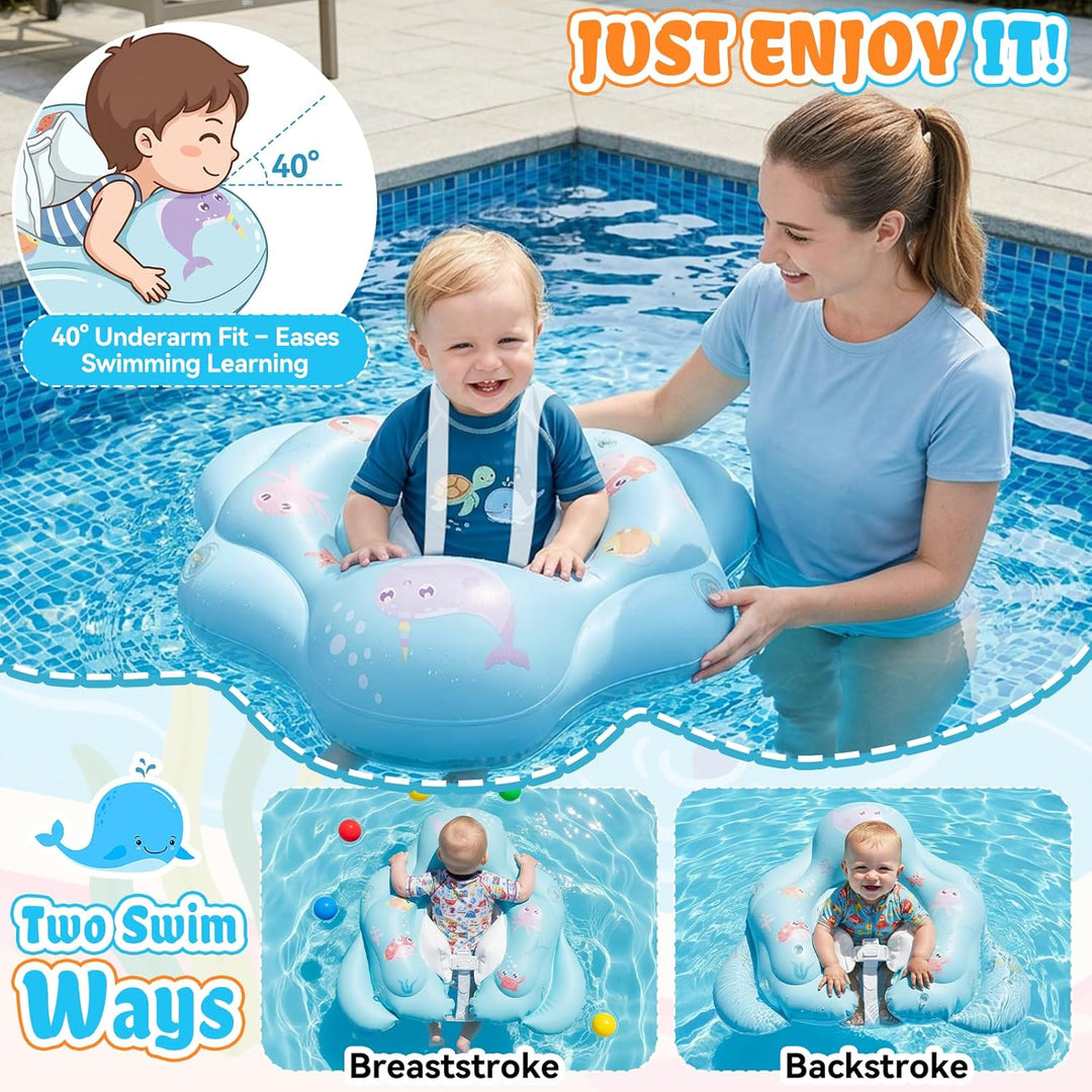 Schwimmring Baby mit Sonnendach Ninonly Baby Wasserspielring mit UPF50+ Sonnenschutz Verstellbares D