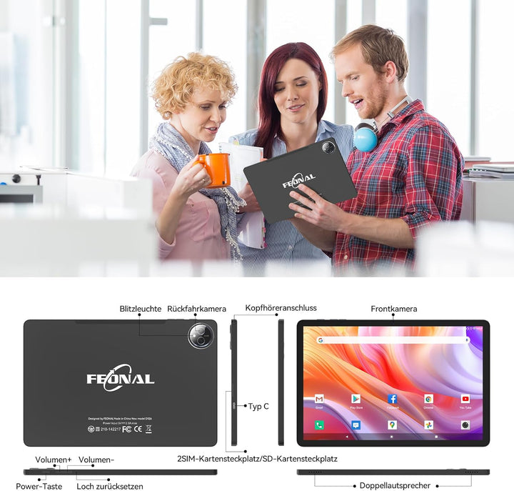 2025 Neueste Tablet 11 Zoll Android 14 Tablets,Tablet mit Tastatur Maus,5G Wifi Tablett PC Mit 16GB+