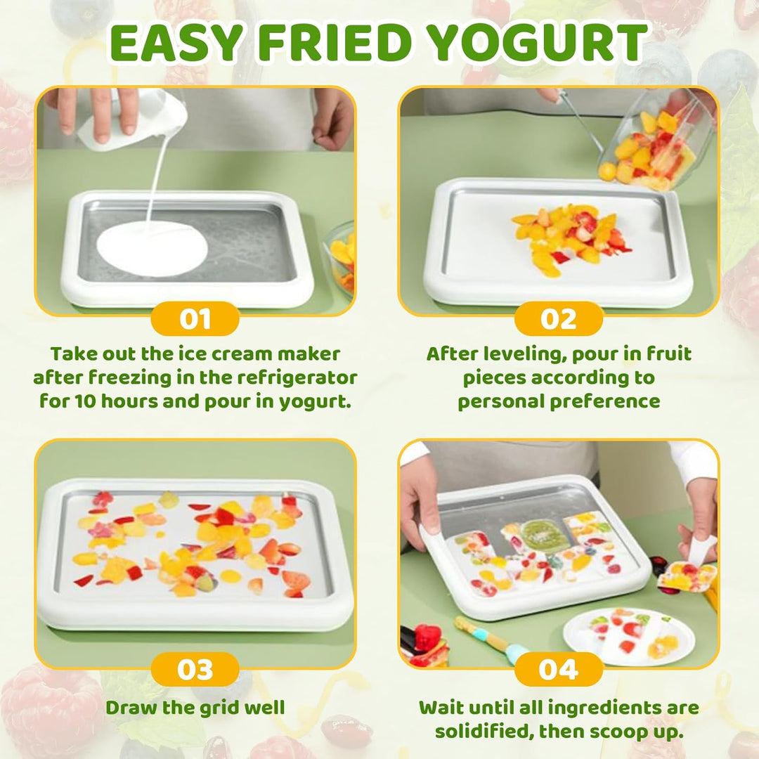 Heimgerollte Eismaschine, Instant-Eismaschine mit 2 Schabern, DIY-Eiscreme-Tablett für gerolltes Eis
