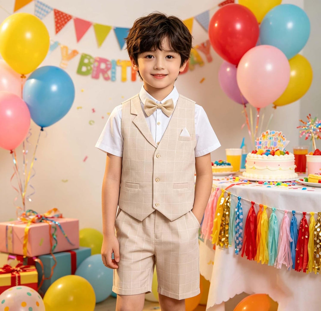 LOLANTA 4 STK Kleinkind Junge Sommerhochzeit Kinderanzug, Festliche Anzüge Westen Set für Kinder, So