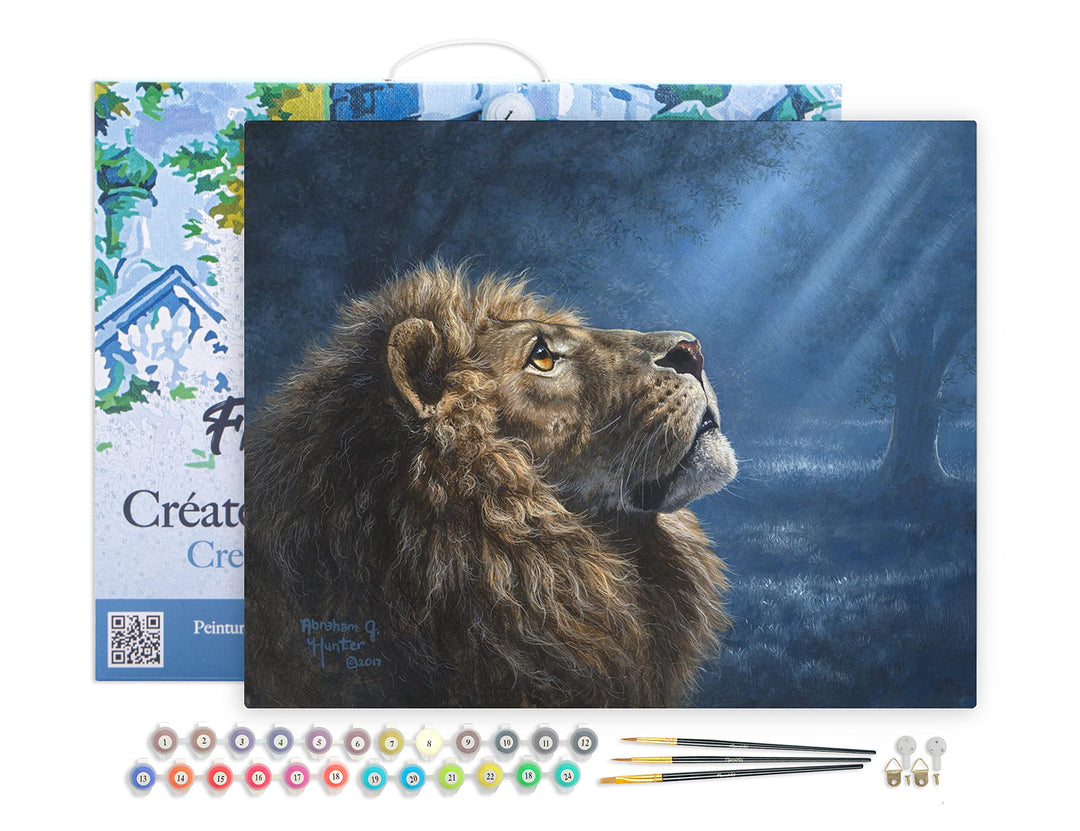 Figured'Art Malen Nach Zahlen Erwachsene Mit Rahmen Mondlicht Löwe - Paint by Numbers Basteln DIY Ba