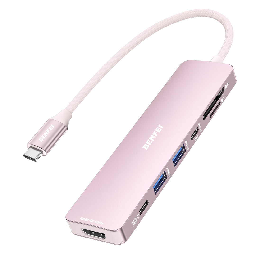 BENFEI 7-in-1 USB C Hub mit HDMI 4K@60Hz, 2 USB-A, 1 USB-C Daten, 100W Aufladung, SD/TF Kartenleser