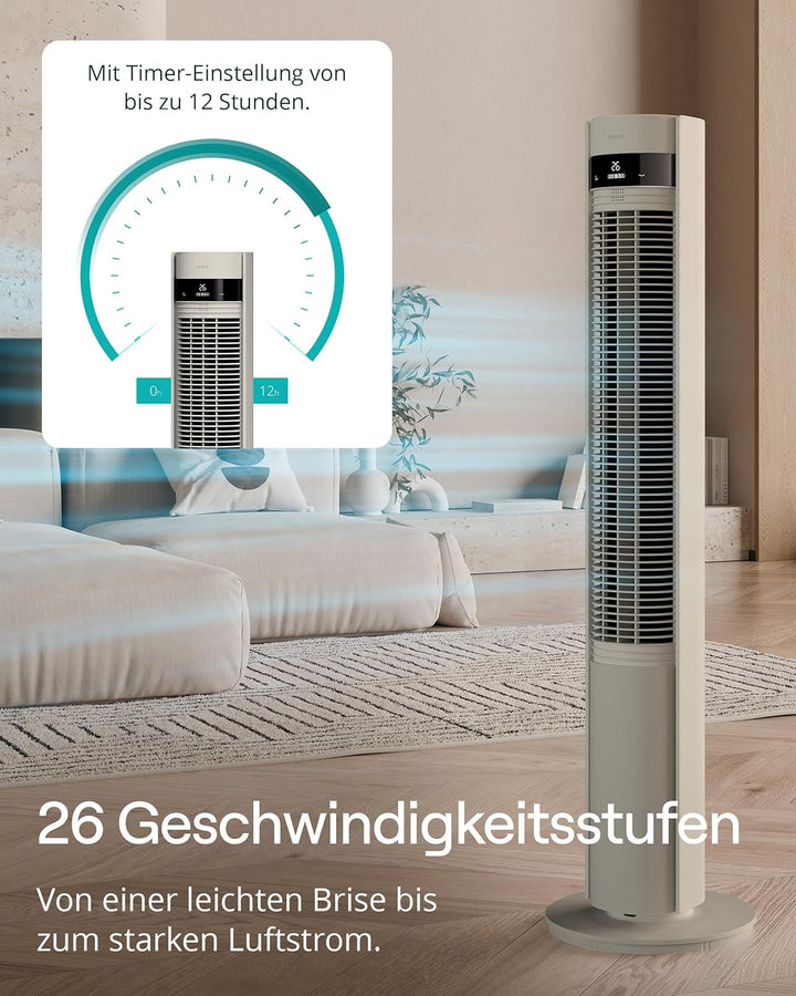 Duux Elevate Turmventilator – 26 Geschwindigkeiten, 80° Oszillation, Nur 25 dB, Ionisator, Timer (1–