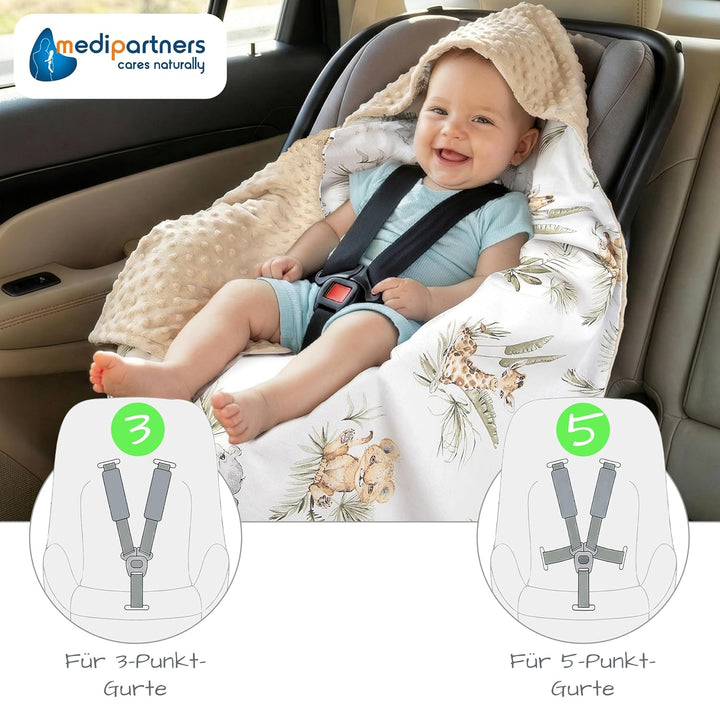 Medi Partners Einschlagdecke Baby Babyschale 100% Baumwolle für Sommer 85x85cm Kinderwagen Kuschelde