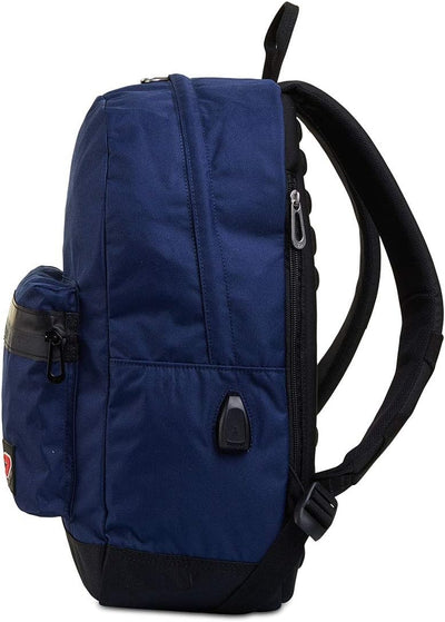 Seven Schulrucksack und Freizeit THE DOUBLE PRO mit Powerbank, blau, L, American Dunkelblau I, Dunke