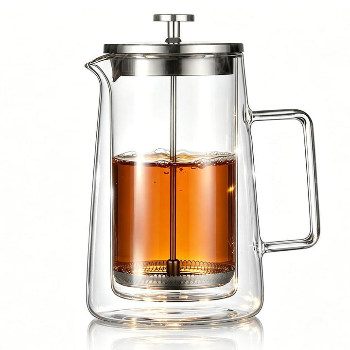 French Press 1 Liter, Grosse Kaffeebereiter, Thermo Doppelwand Design, Kaffeebereiter aus Borosilika